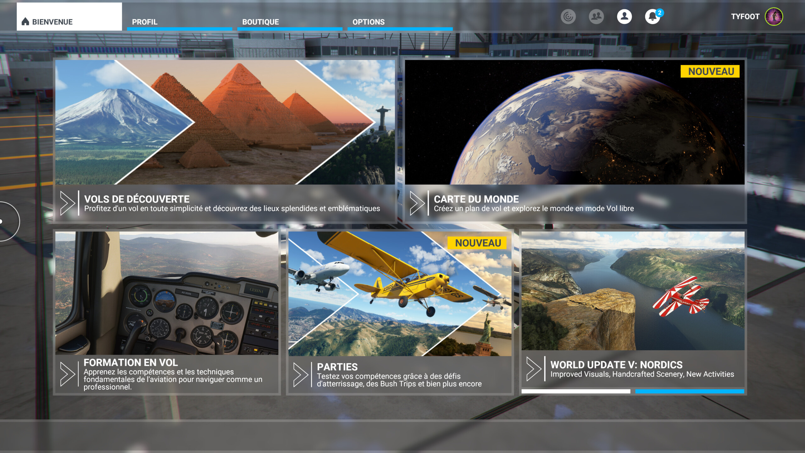 L'interface de Flight Simulator sur console // Source : Xbox