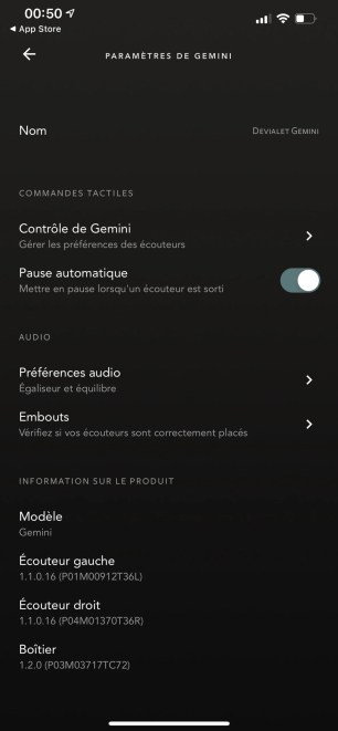 Source : app Devialet Gemini