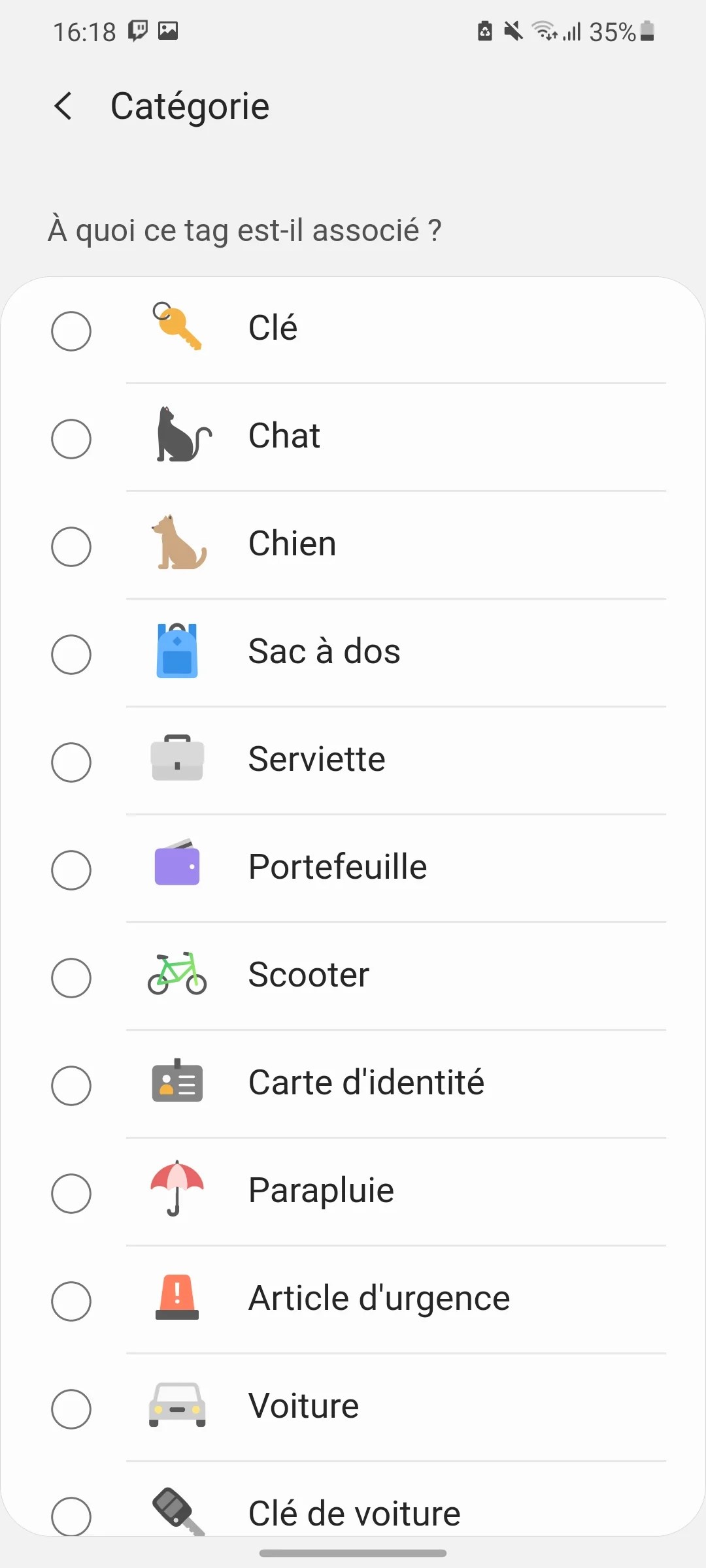 On peut associer son SmartTag à un objet ou un animal.