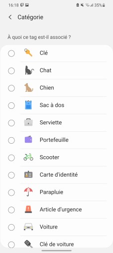 On peut associer son SmartTag à un objet ou un animal.