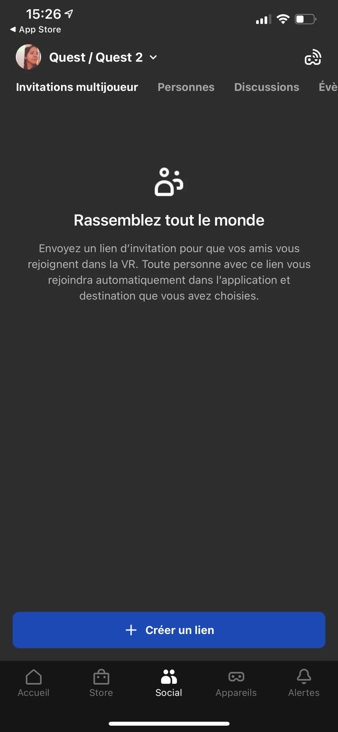 Créer votre session multijoueur sur Oculus Quest // Source : Frandroid / Oculus