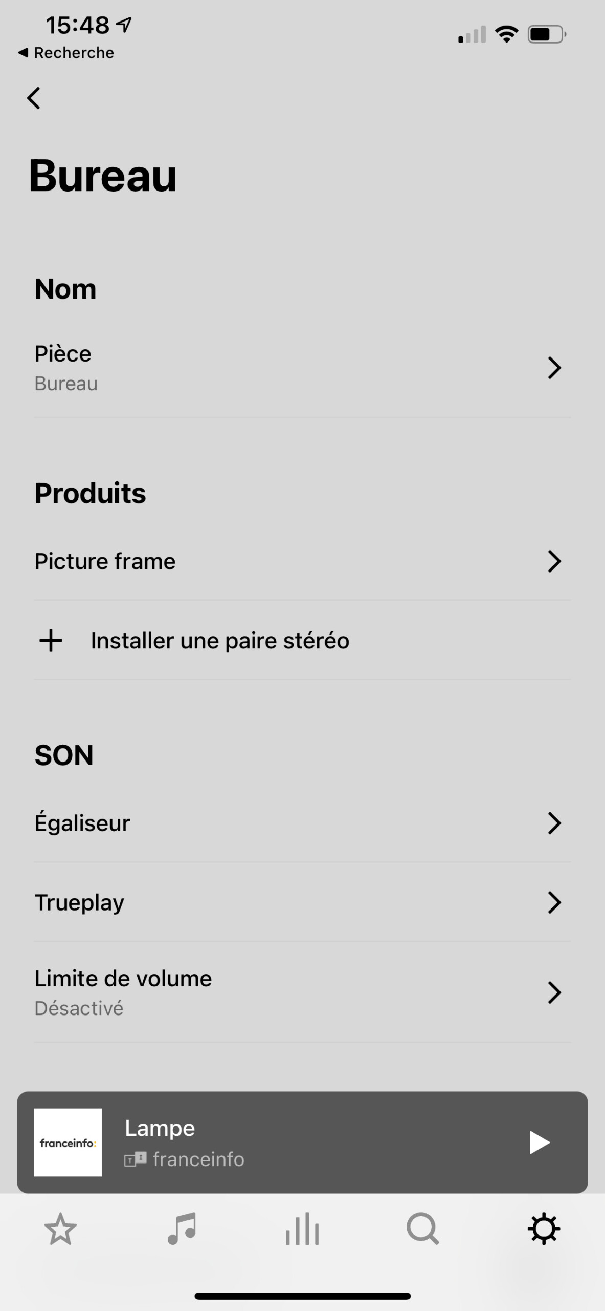 L'application Sonos pour l'enceinte Symfonisk // Source : FRANDROID