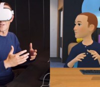 A gauche, Mark Zuckerberg avec un Oculus Quest. A droite, Mark Zuckerbeg avec des pixels. // Source : CBS
