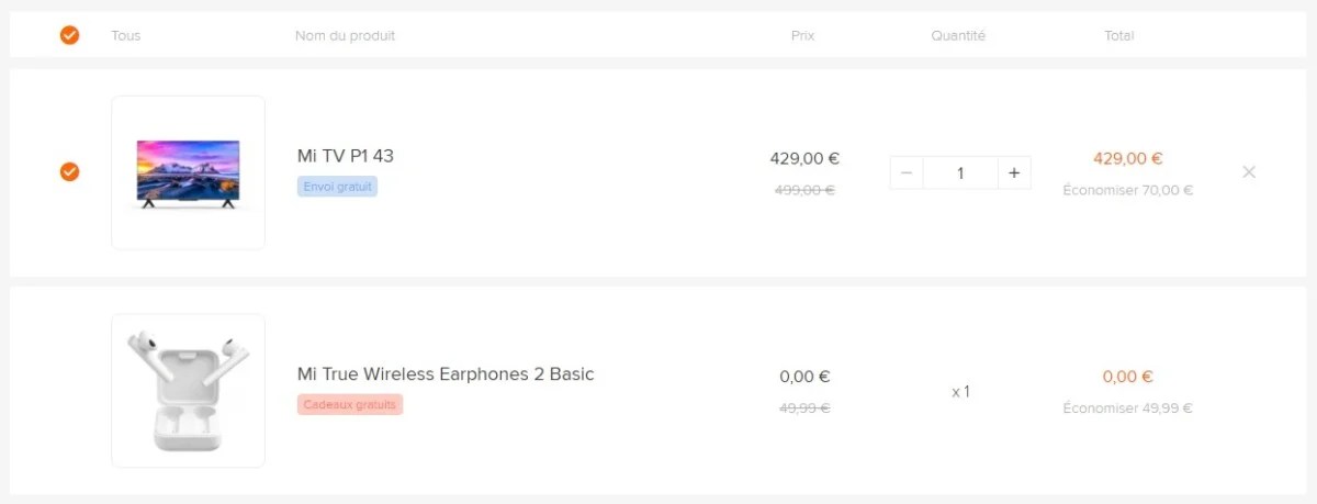 mi TV P1 avec écouteurs sans fil offerts