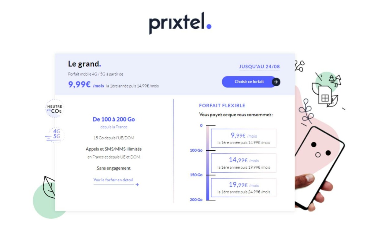 Le forfait 5G à 10 euros par mois chez Prixtel