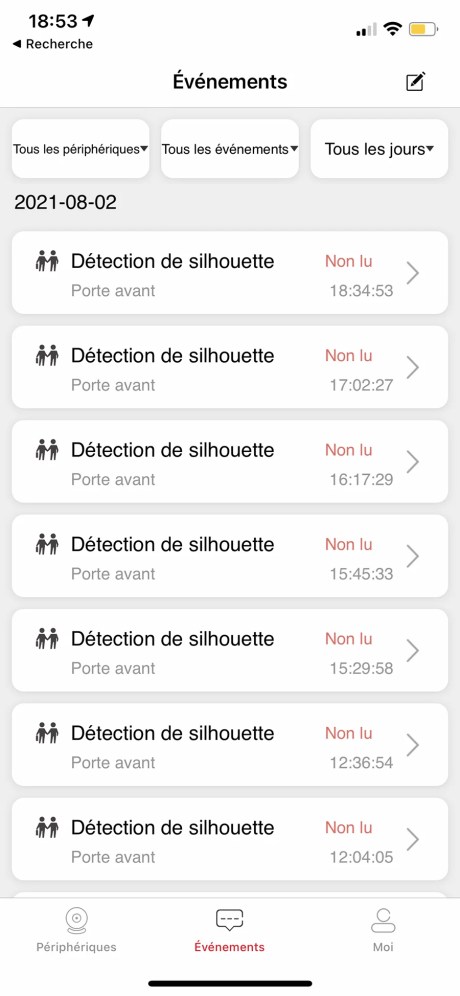 Toutes les alertes sont réunis sur la page Evenements // Source : Frandroid - Yazid Amer