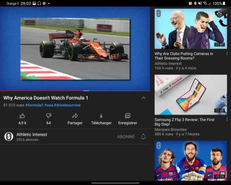 YouTube sur le Galaxy Z Fold 3