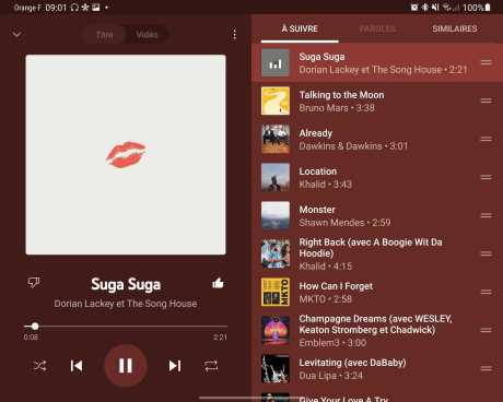 YouTube Music sur le Galaxy Z Fold 3