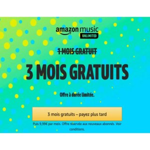 Le service musical Amazon Music Unlimited est gratuit pendant 3 mois