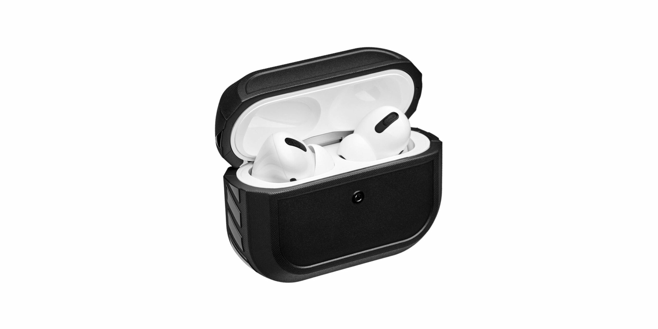 Les AirPods 3 dans leur boitier avec skin dBrand