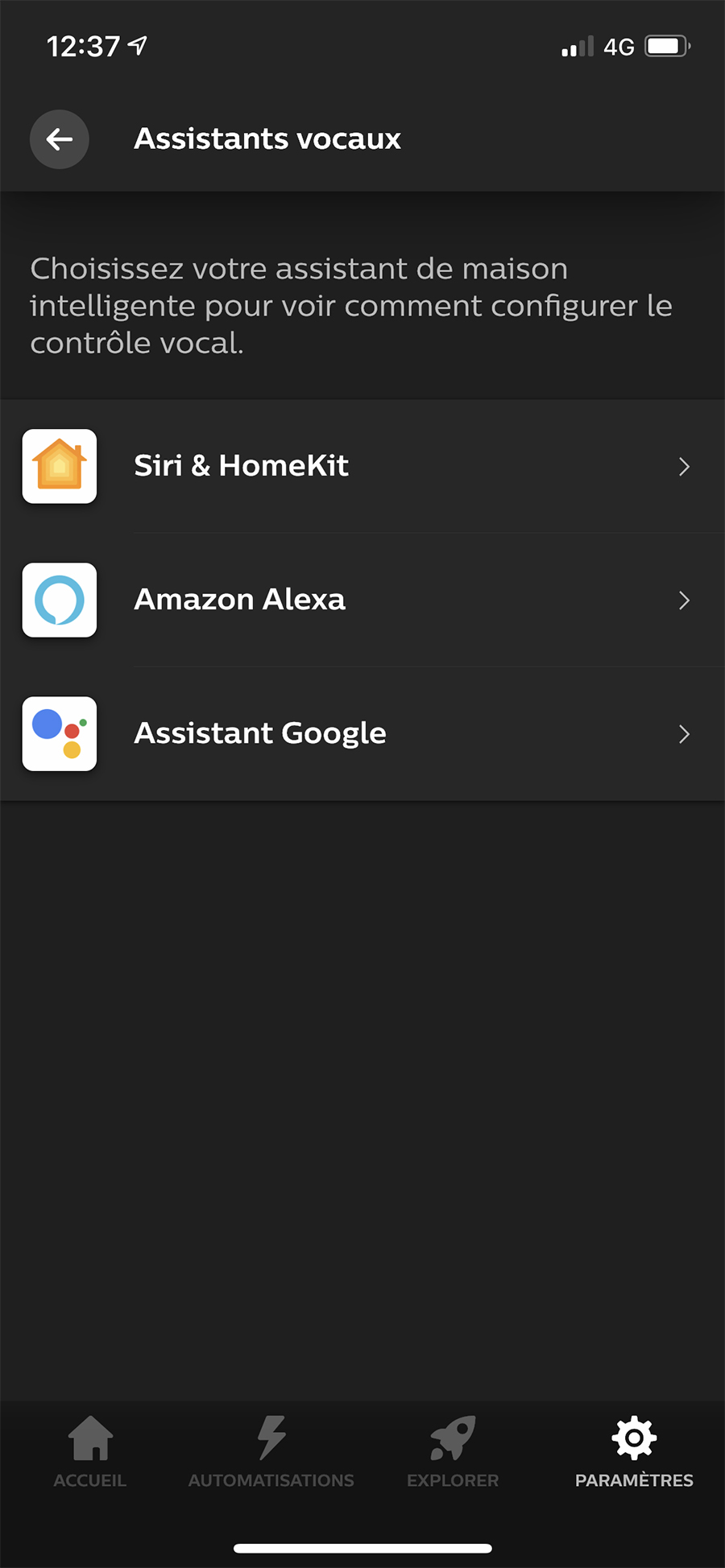 L'app Hue supporte tous les assistants vocaux // Source : Frandroid - Yazid Amer