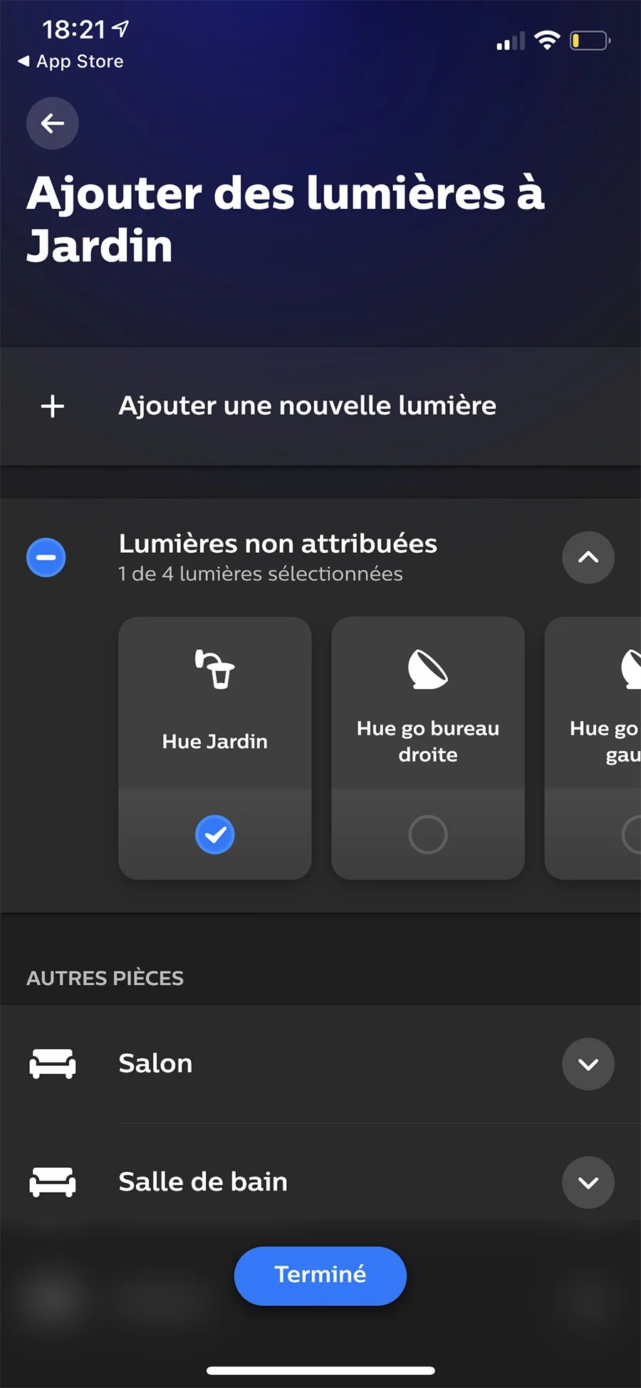 Vous devrez attiibuer le luminaire à une piéce existante ou en créer une // Source : Frandroid - Yazid Amer