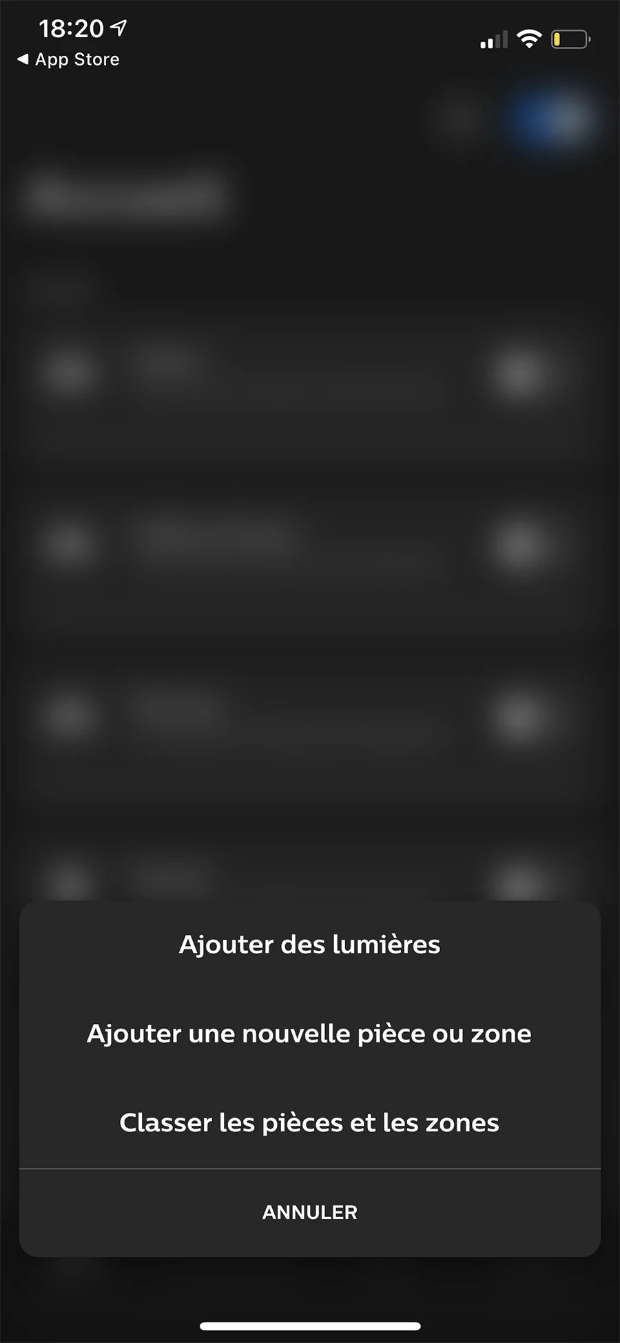 Vous devez choisir si vous installez un nouveau luminaire ou créer une pièce ou une zone // Source : Frandroid - Yazid Amer