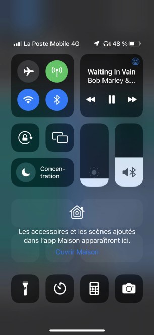 centre de contrôle iOS