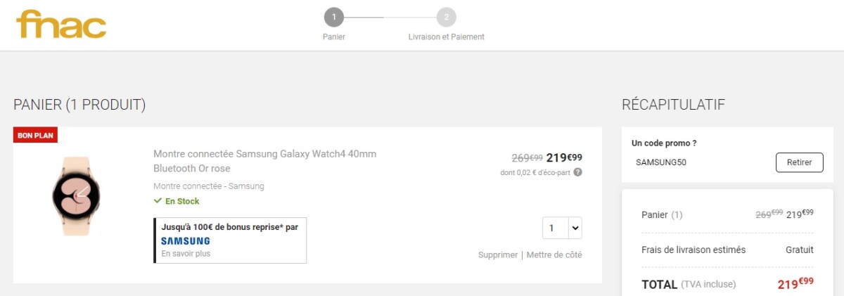 fnac panier galaxy watch 4