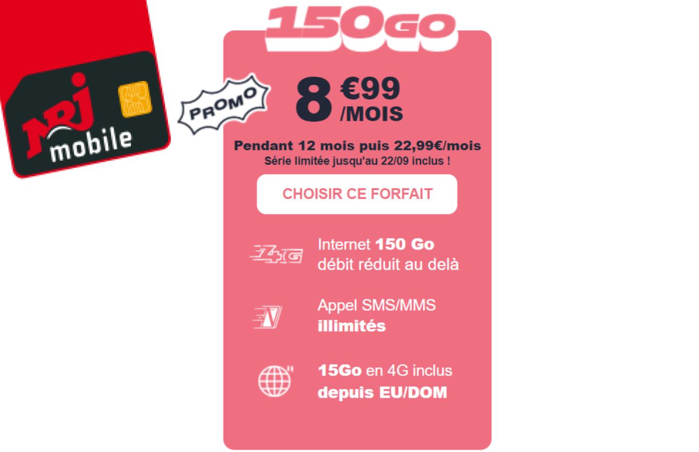 Forfait NRJ Mobile 150 Go