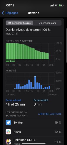 Options batterie iOS