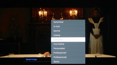5 modes d'image prévus pour le cinéma.