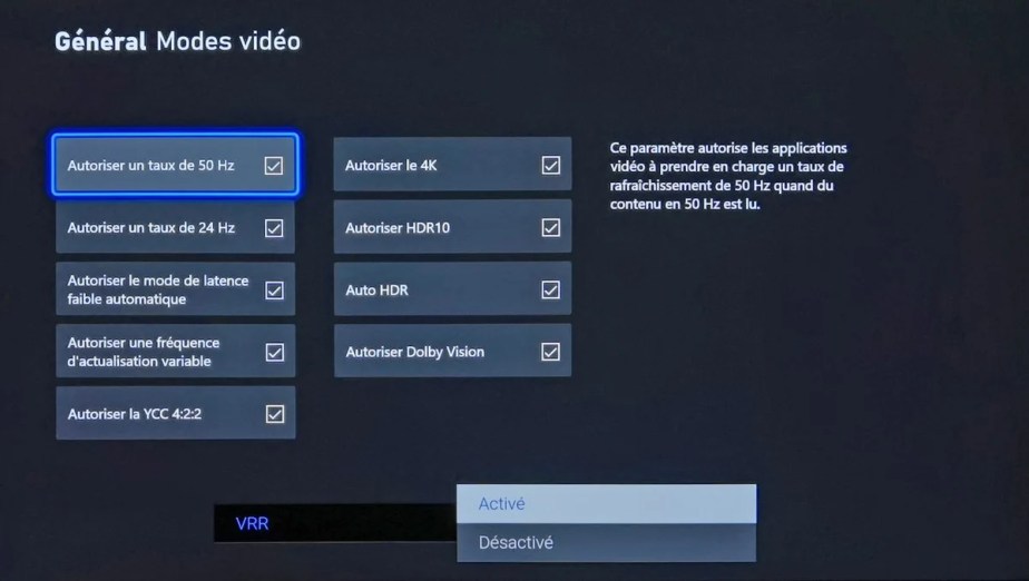 Pensez bien à activer l'option VRR dans les menus de la TV.
