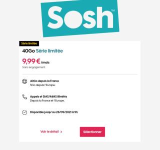 Sosh crée la surprise avec un forfait mobile 40 Go à moins de 10 €/mois