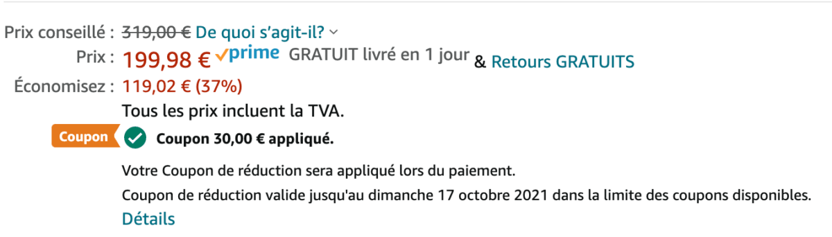 Coupon de réduction appliquée pour le robot aspirateur – Ecovacs Deebot 605