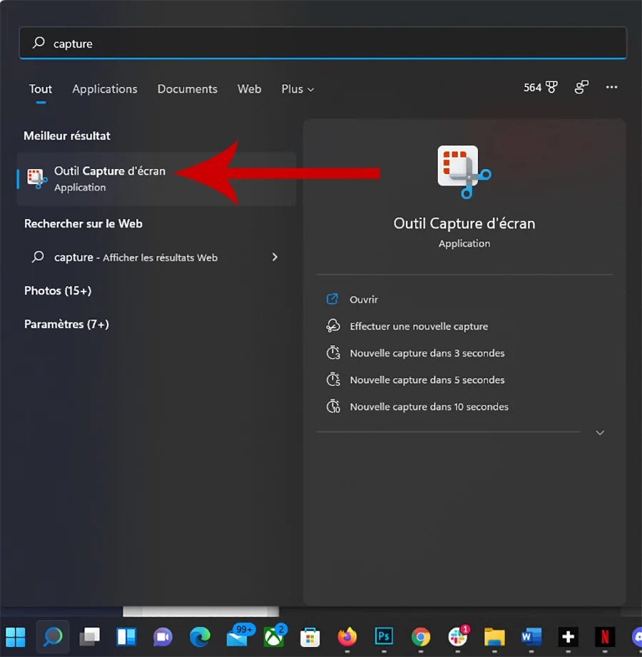 Comment réaliser une capture d&rsquo;écran sur Windows 11 avec Outil Capture d&rsquo;écran 01