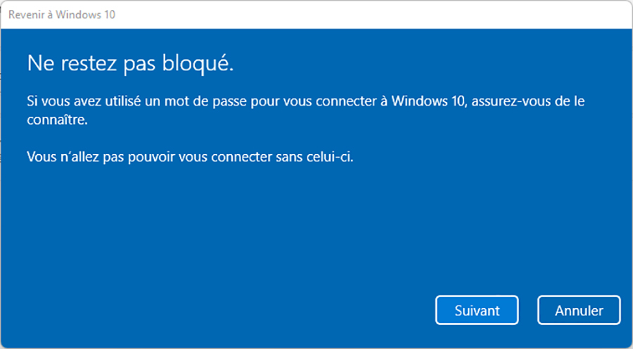 Comment retourner sur Windows 10 après avoir installé Windows 11 06