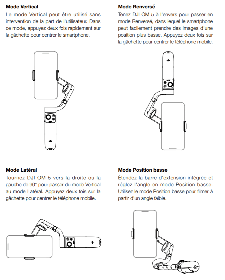DJI OM 5 – Types de prise en main