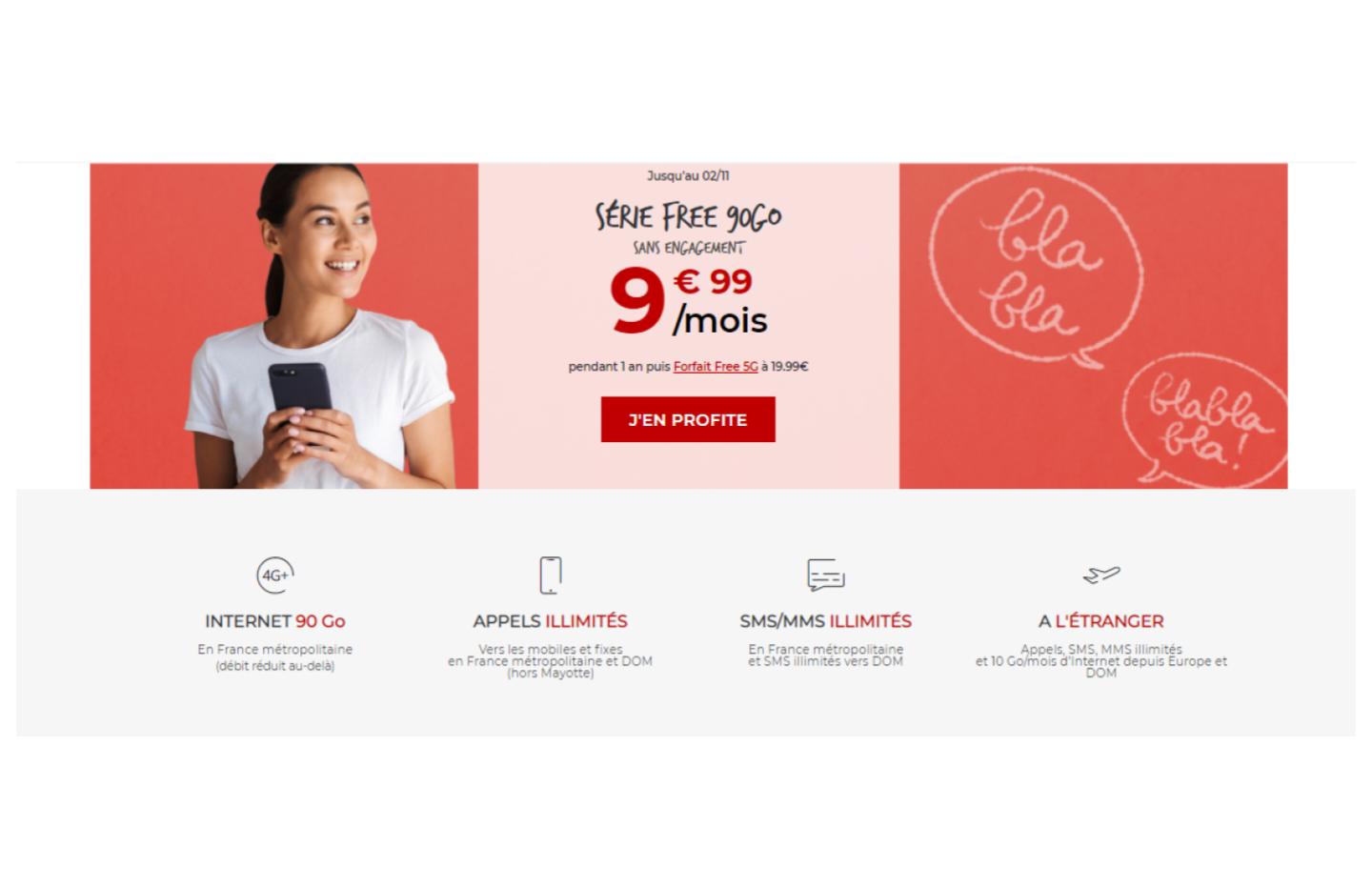 Forfait 90 Go à moins de 10 euros chez Free