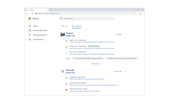 Google Journeys fonctionnalité