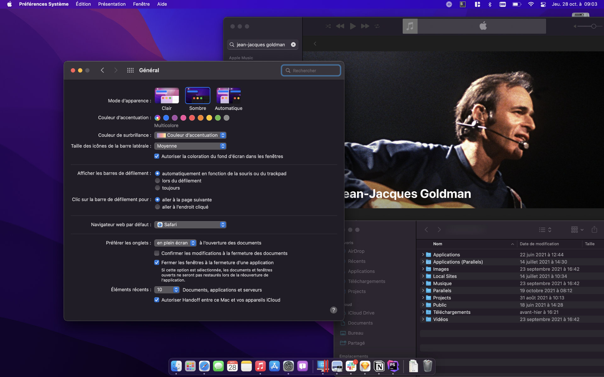 Le mode sombre sur macOS