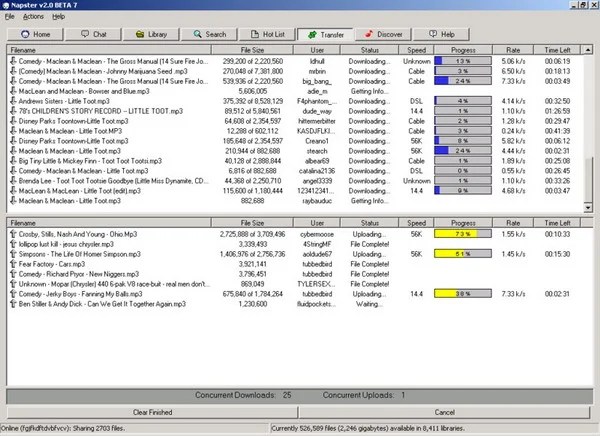 Le logiciel de téléchargement Napster, l'outil de piratage musical à succès des années 1990
