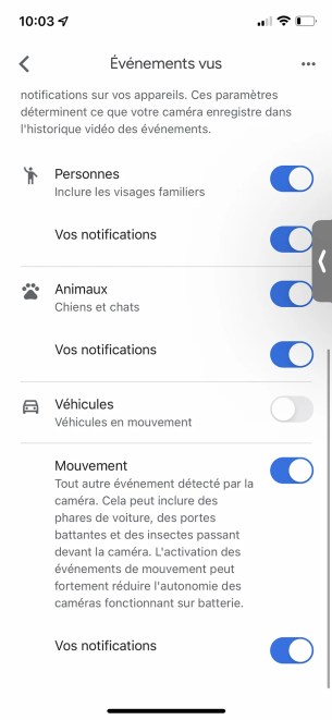 Les véhicules, les animaux en plus des visages sont différenciés // Source : Frandroid - Yazid Amer