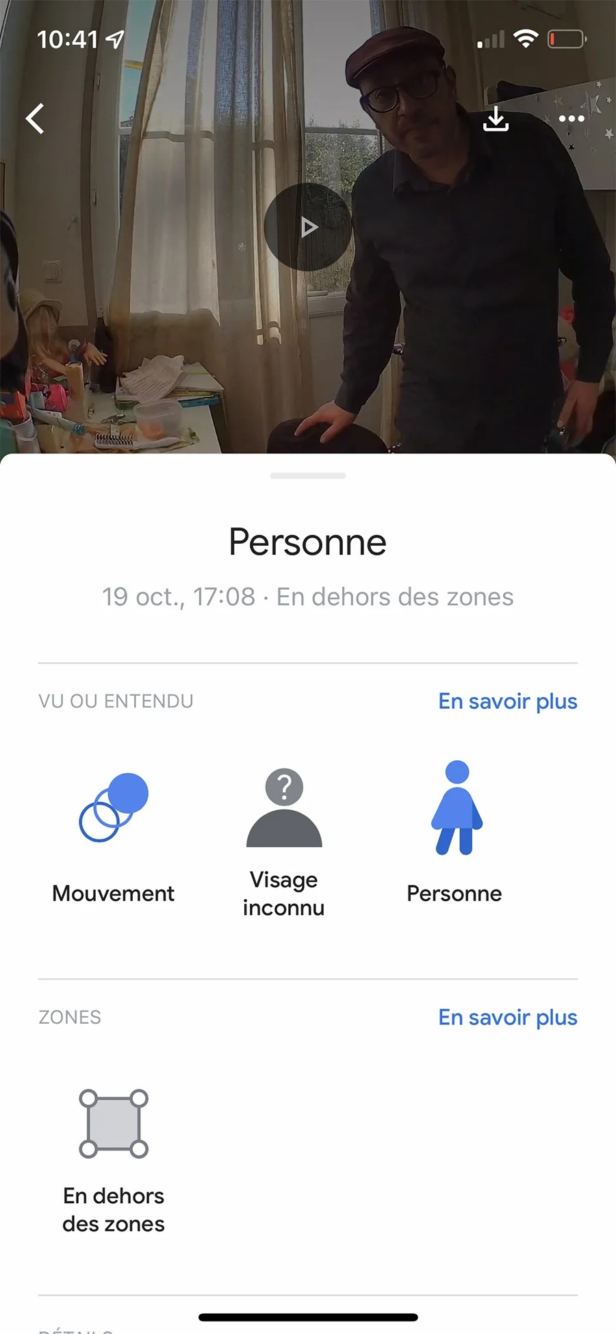 En appuyant sur détails, nous avons des informations sur le pourquoi de l'alerte // Source : Frandroid - Yazid Amer