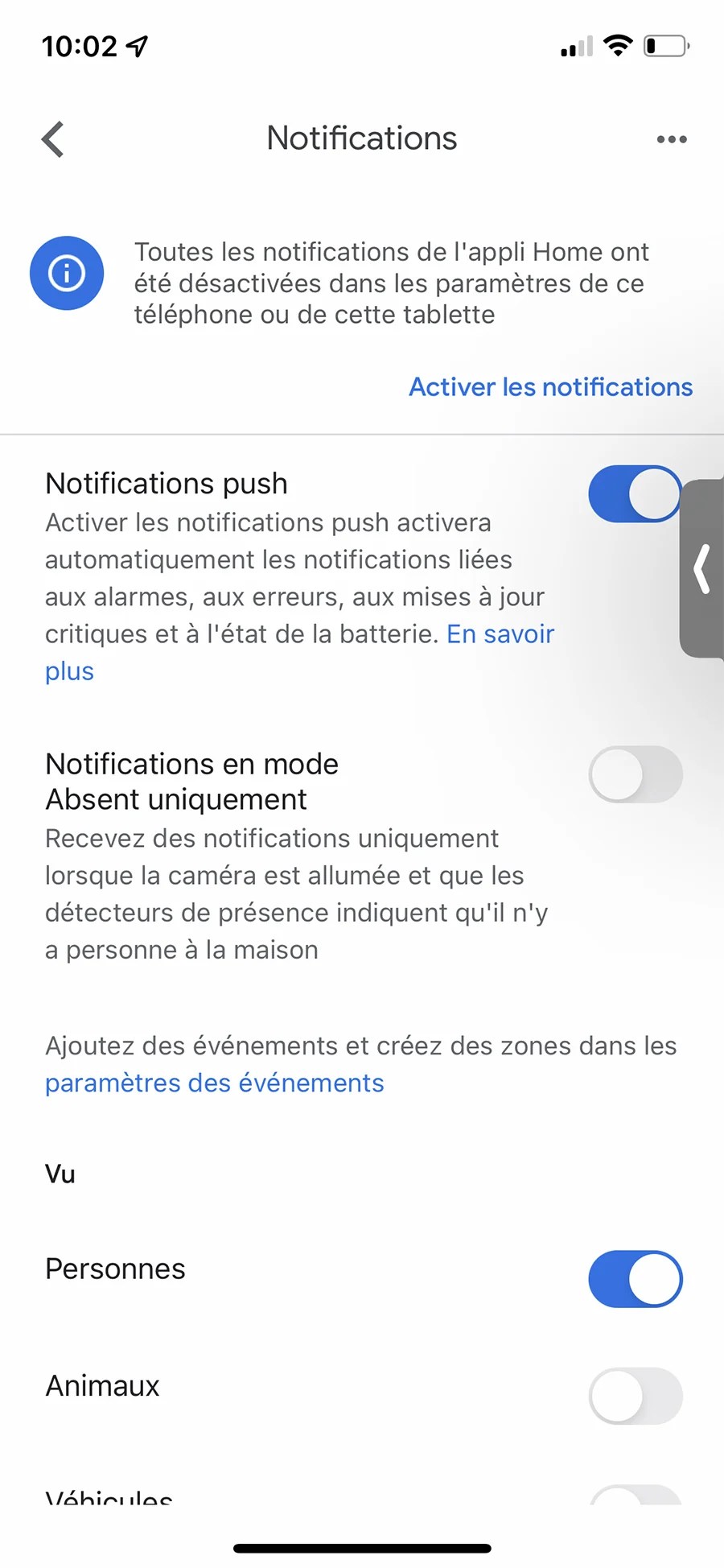 Vous pouvez définir précisément les notifications autorisées // Source : Frandroid - Yazid Amer