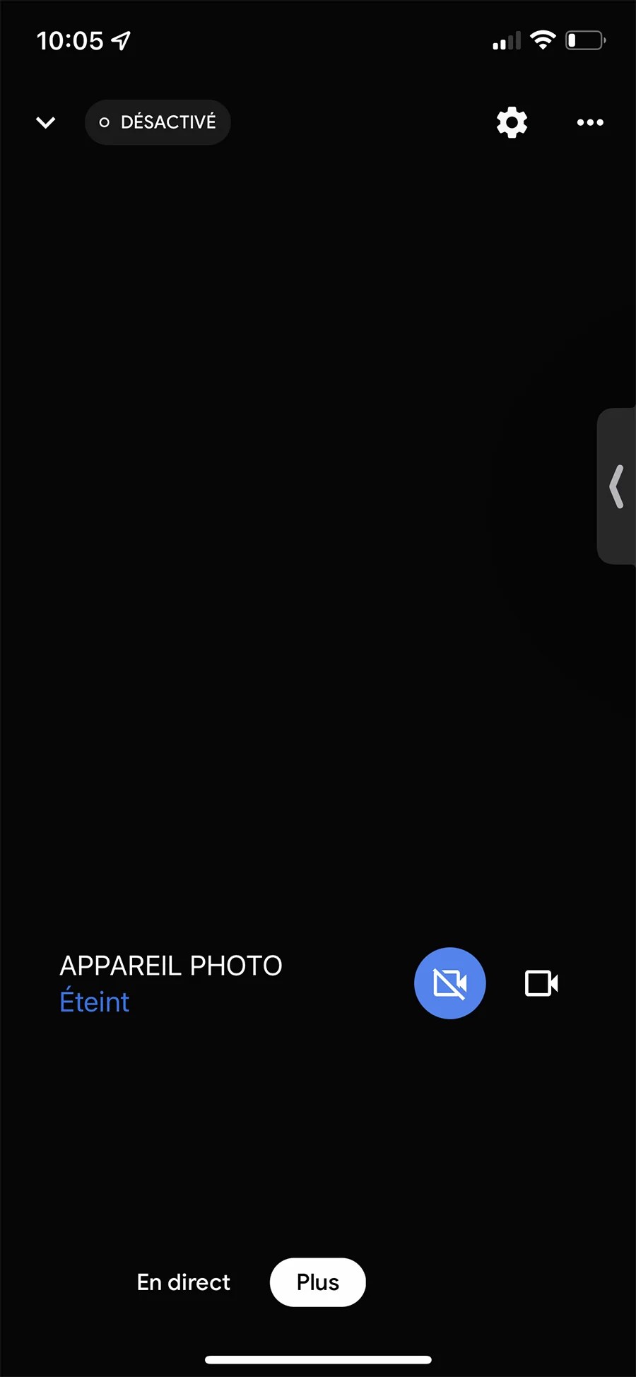 Pour désactiver la caméra il faut passer par l'onglet Plus // Source : Frandroid - Yazid Amer
