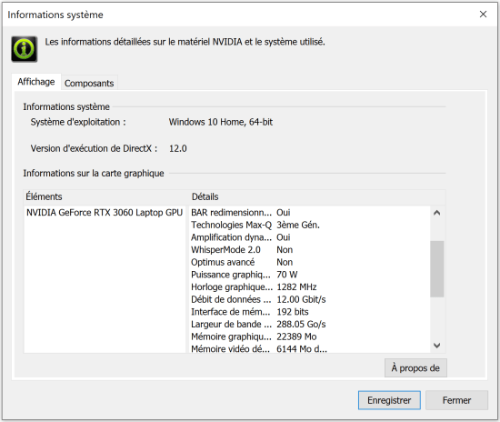 nvidia infos systeme