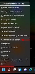 ouvrir le gestionnaire des tâches Windows 11 Win+X 02