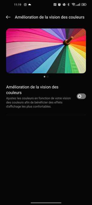 Amélioration des couleurs sur ColorOS 12