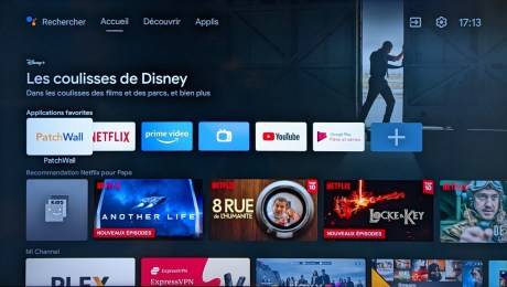 Le menu d'accueil d'Android TV.