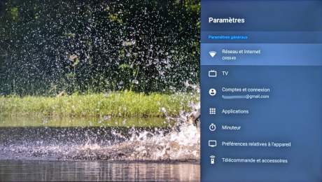 Les paramètres sous Android TV.