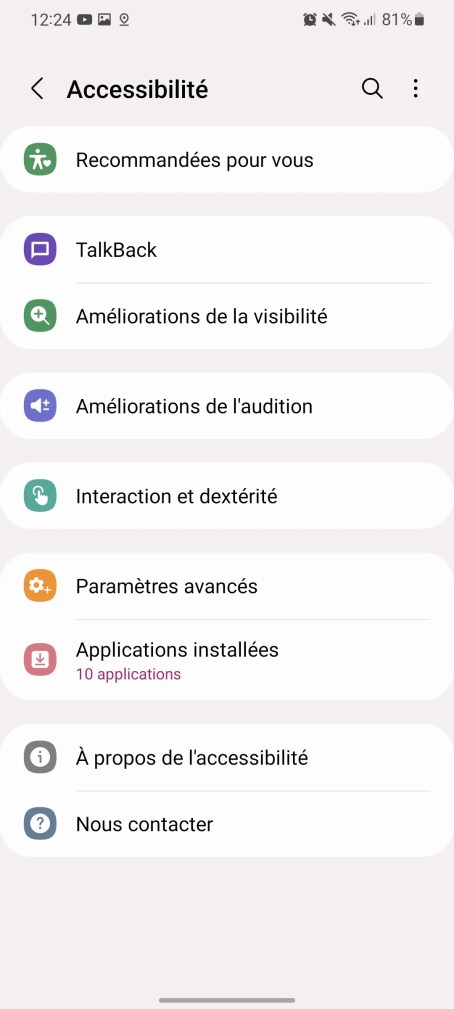 Menu accesibilité sur One UI 4.