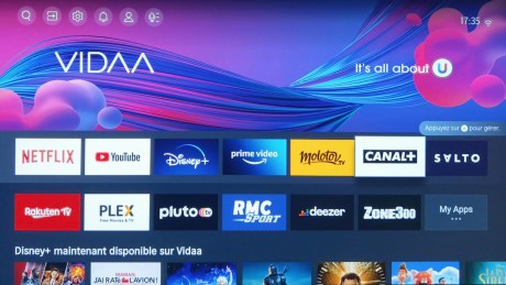 La page d'accueil du système Vidaa UI.