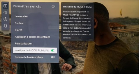 Le téléviseur peut activer automatiquement le mode Filmmaker.