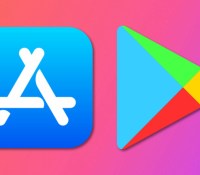 Les logos du Play Store et de l'App Store // Source : Montage Frandroid