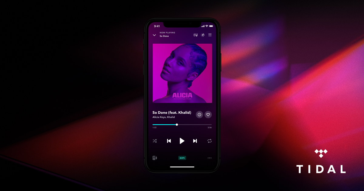 L'application Tidal sur smartphone