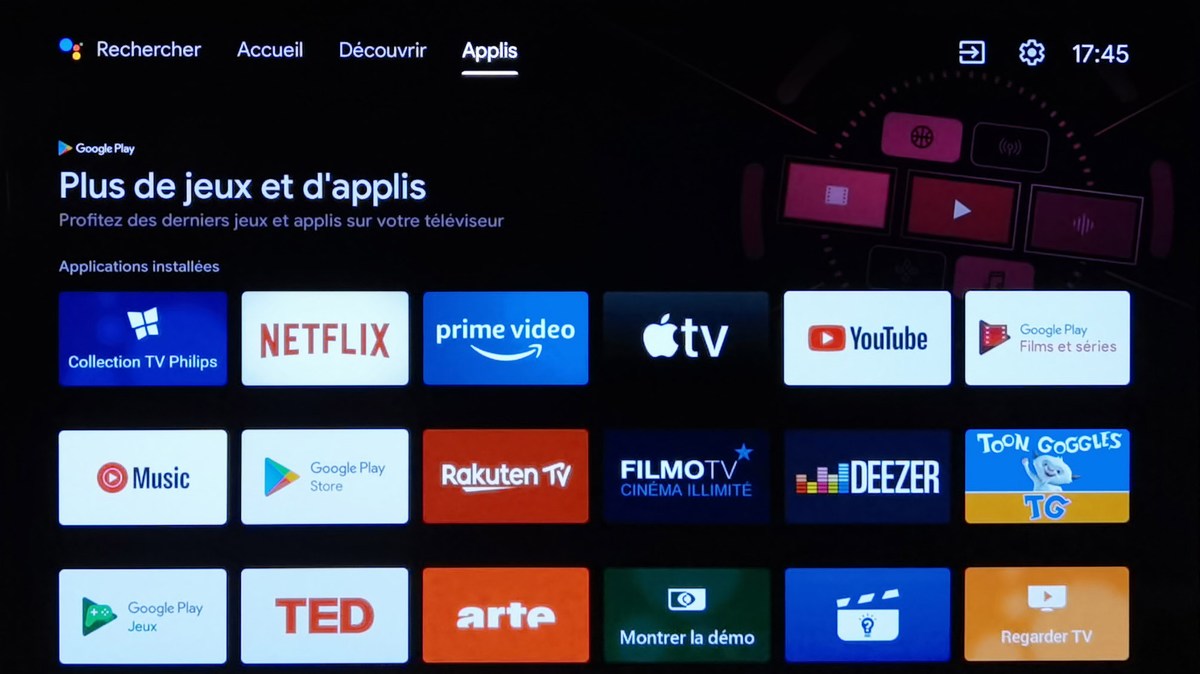 L'interface d'accueil d'Android TV.