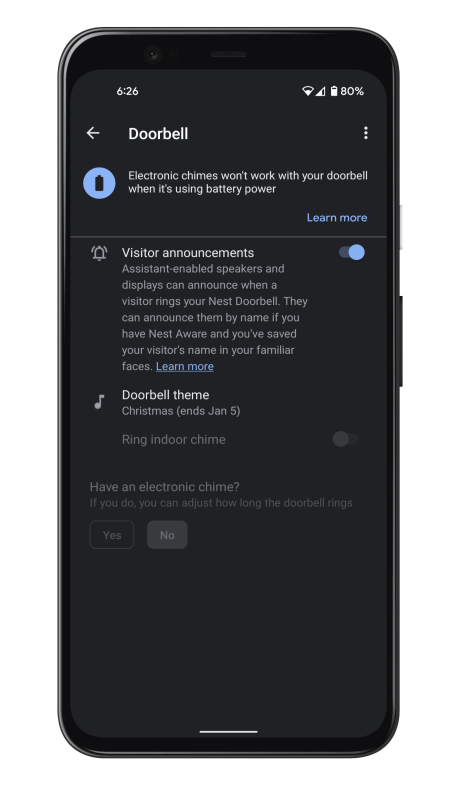 Google propose des sonneries thématiques pour ses sonnettes durant les fêtes // Source : FRANDROID