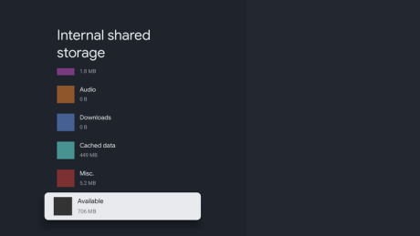 Avant la mise à jour Chromecast avec Google TV, 706 MB sont disponibles.
