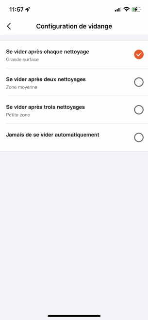 En fonction de la surface de votre domicile, il est possible de gérer le nombre de vidages automatique.  // Source : Frandroid / Yazid Amer
